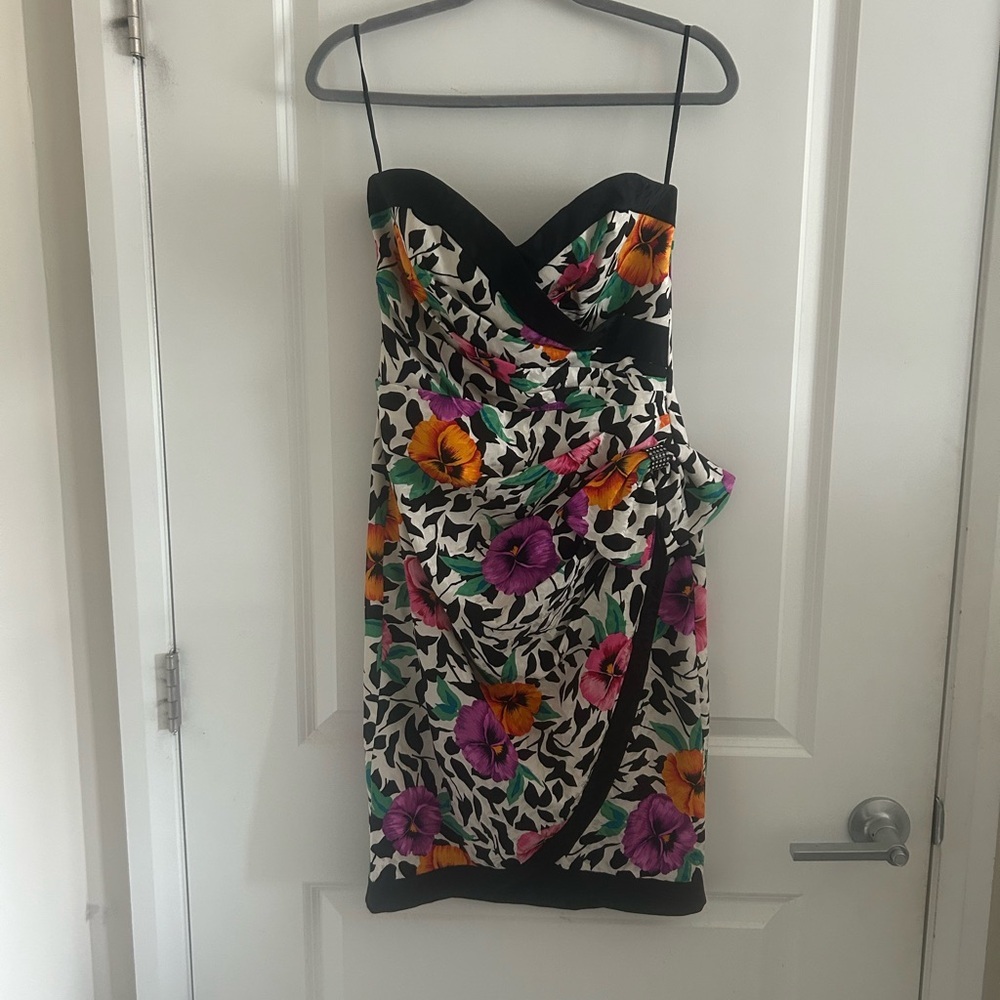 A.J. Bari Strapless Dress with Floral Print